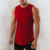 Gilet de fitness à col rond de couleur unie pour hommes