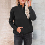 Sweat-shirt à col zippé de couleur unie