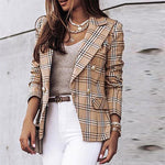 Blazer à carreaux croisés à manches longues