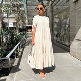 Robe de Grande Taille à Volants de Couleur Unie à Boutons