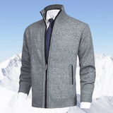 Veste de cardigan à col montant de couleur unie pour hommes