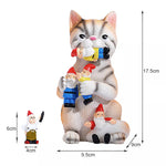 Ornement de jardin nain griffoir chat en résine