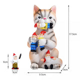 Ornement de jardin nain griffoir chat en résine
