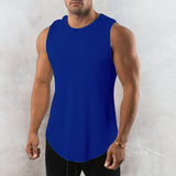 Gilet de fitness à col rond de couleur unie pour hommes