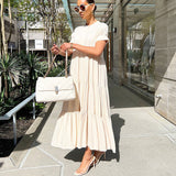 Robe de Grande Taille à Volants de Couleur Unie à Boutons