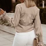 Chemise décontractée ample à manches longues et col en V imprimé