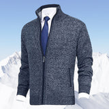 Veste de cardigan à col montant de couleur unie pour hommes