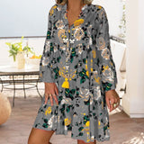 Robe ample à volants à col en V tendance