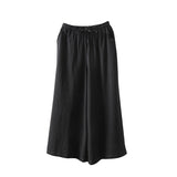 Pantalon large rétro décontracté en coton et lin