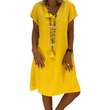 Robe à Manches Courtes et Col en V