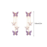 Boucles d'Oreilles Pampille Papillon Cristal