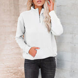 Sweat-shirt à col zippé de couleur unie