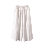 Pantalon large rétro décontracté en coton et lin
