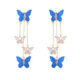 Boucles d'Oreilles Pampille Papillon Cristal