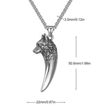 Collier tête de loup en acier au titane
