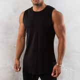 Gilet de fitness à col rond de couleur unie pour hommes