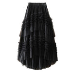 Belle Jupe D'automne Á Plusieurs Niveaux En Tulle Au Design Asymétrique Kaki