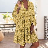 Robe ample à volants à col en V tendance