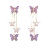 Boucles d'Oreilles Pampille Papillon Cristal