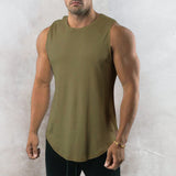 Gilet de fitness à col rond de couleur unie pour hommes