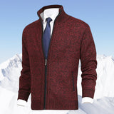 Veste de cardigan à col montant de couleur unie pour hommes