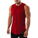 Gilet de fitness à col rond de couleur unie pour hommes
