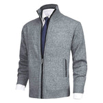 Veste de cardigan à col montant de couleur unie pour hommes