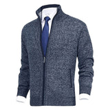 Veste de cardigan à col montant de couleur unie pour hommes