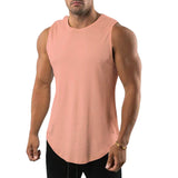Gilet de fitness à col rond de couleur unie pour hommes