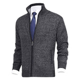 Veste de cardigan à col montant de couleur unie pour hommes