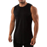 Gilet de fitness à col rond de couleur unie pour hommes