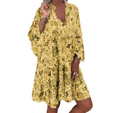 Robe ample à volants à col en V tendance