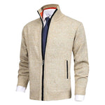 Veste de cardigan à col montant de couleur unie pour hommes