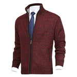Veste de cardigan à col montant de couleur unie pour hommes