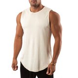 Gilet de fitness à col rond de couleur unie pour hommes