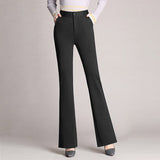 Pantalon évasé uni taille haute droit