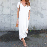 Robe col V avec fentes et poches