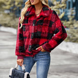 Manteau en Molleton Épais à Carreaux