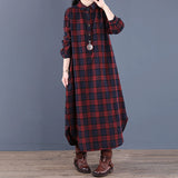 Robe Chemise à Carreaux à Manches Longues