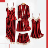 Pyjama Doux et Confortable en Dentelle de Soie Glacée