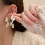 Boucles d'Oreilles Inspiration Feuille Brillante