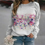 Sweat-shirt Fleuri à Col Rond