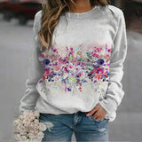 Sweat-shirt Fleuri à Col Rond