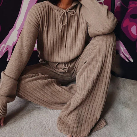 Ensemble 2 pièces décontracté à manches longues et à capuche