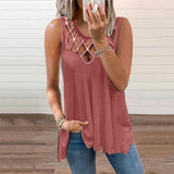 Gilet creux sexy sans manches de couleur unie pour femmes
