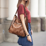 Sac seau fourre-tout polyvalent en cuir souple de grande capacité pour femmes