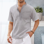 T-shirt De Plage Á Manches Courtes Avec Poche Hippie Pour Homme