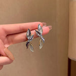 Boucles d'Oreilles Inspiration Feuille Brillante