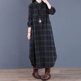 Robe Chemise à Carreaux à Manches Longues