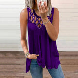 Gilet creux sexy sans manches de couleur unie pour femmes